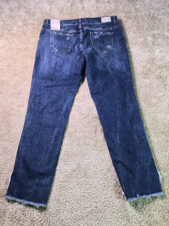 ZARA Basic Z1975 Women’s Blue  Mid Rise Skinny Jeans Size 12 Pearl Raw Hem F884 - Picture 5 of 12